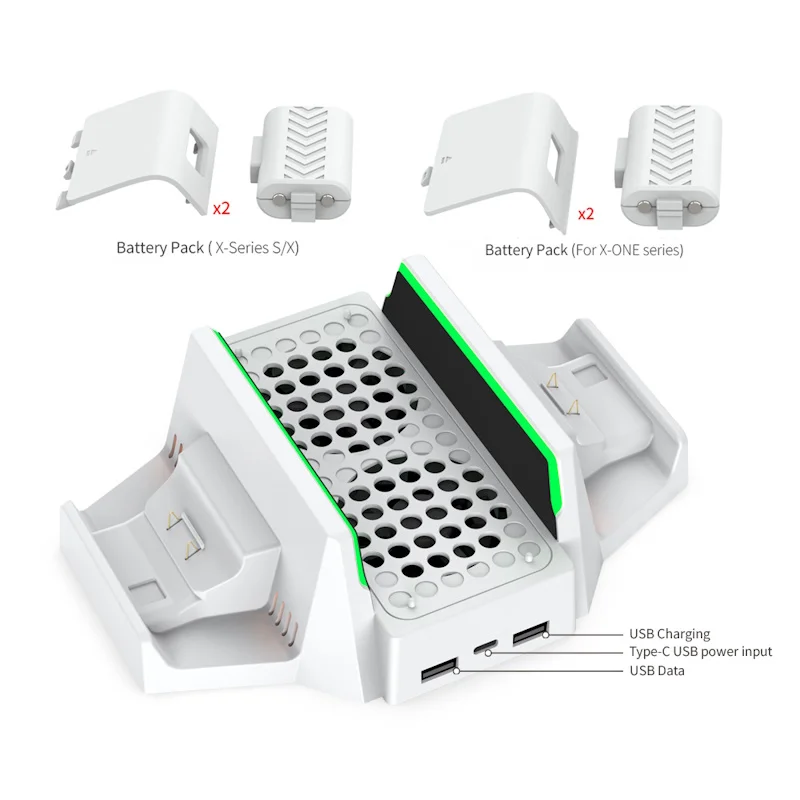 Imagem 4 de 5 do produto Base Vertical XBOX Series S Cooler Dock + 2 Baterias 800mah