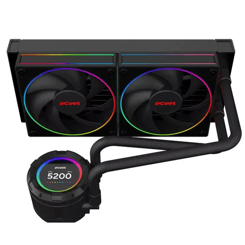 Imagem 2 de 5 do produto Water Cooler Pcyes Vision 240mm Black Vulcan - Tela Lcd 2,1