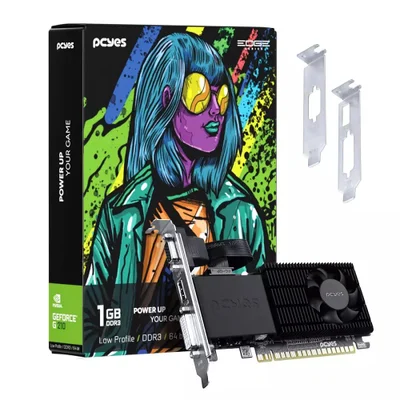 Placa De Vídeo Geforce G 210 PCyes Nvidia 1gb Ddr3 64 Bits - Ppe210dr3sfbr
