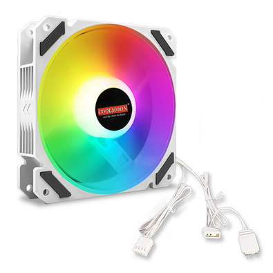 Cooler Fan Coolmoon, 120mm, Branco, ARGB 5v, Pwm 4 Pinos, 1800 RPM, CM-NORTHWIND