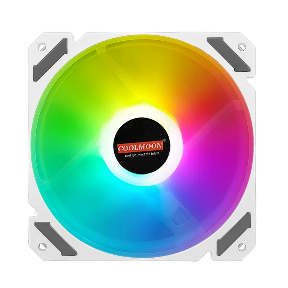 Cooler Fan Coolmoon, 120mm, Branco, ARGB 5v, Pwm 4 Pinos, 1800 RPM, CM-NORTHWIND 5