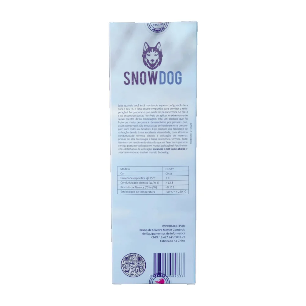 Pasta Térmica Snowdog Husky Alta Performance Profissional 12,8w/m.k 30g 5