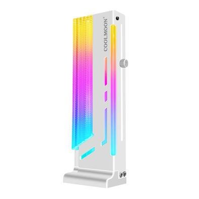 Suporte Placa De Vídeo Coolmoon, Vertical, Branca, ARGB 5V 3 Pinos, Ajustável, LED Endereçável