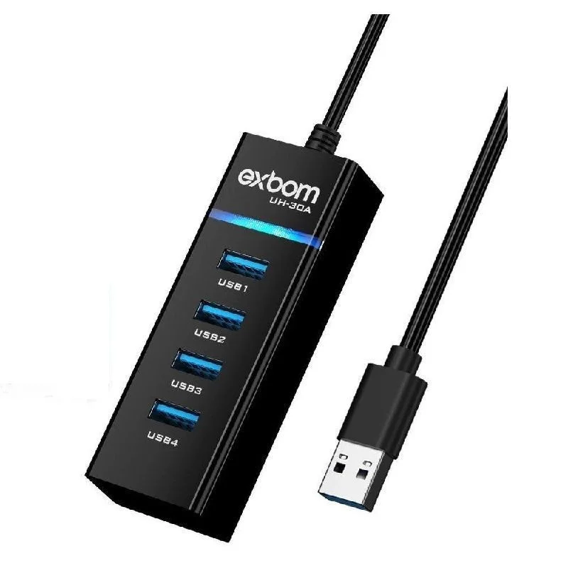 Hub Exbom Usb 3.0 4portas Com LED 5gb/s Uh-30a Preto