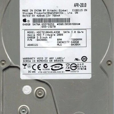 Hd Sata Hitachi 640gb 3.5 Hde721064sla330 0a39991 Apple Rec.
