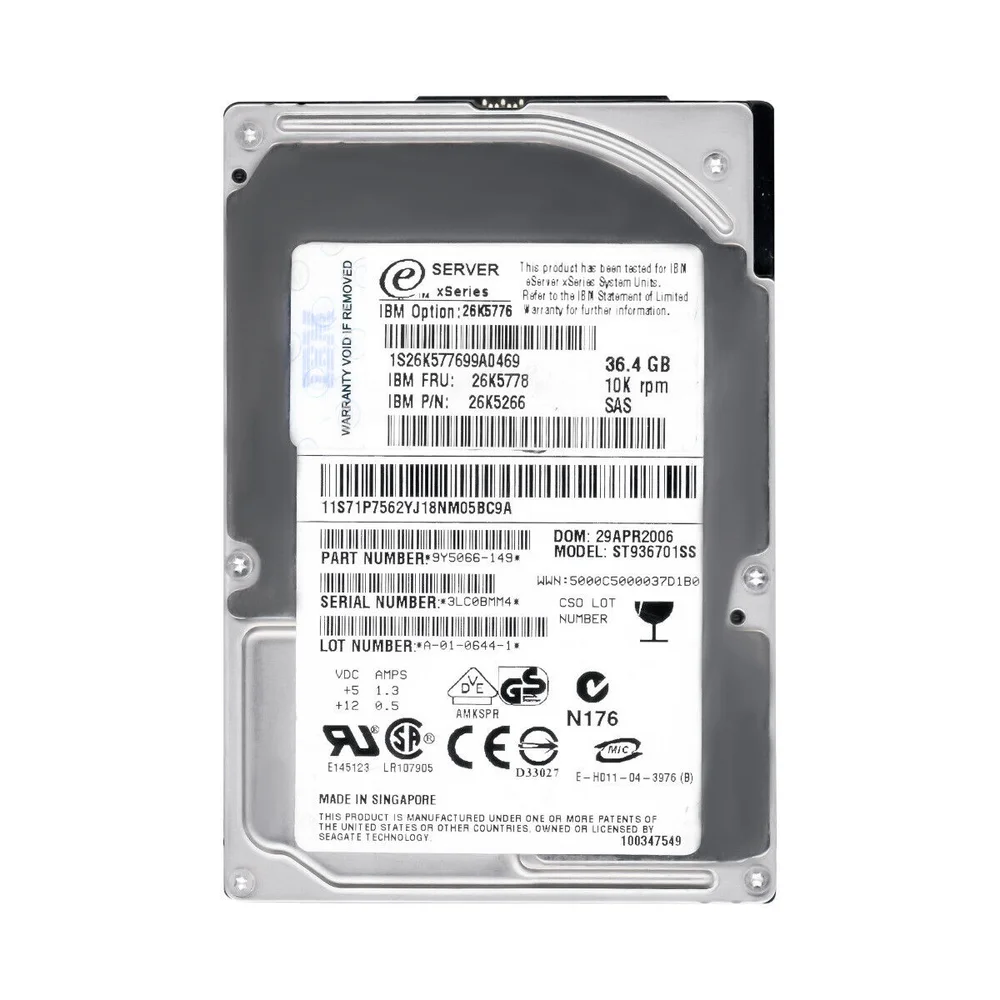Hd Sas Ibm 36.4gb 10k 2.5 26k5778 26k5776 St936701ss. Hd Sas Ibm 36.4gb 10k 2.5 26k5778 26k5776 St936701ss.