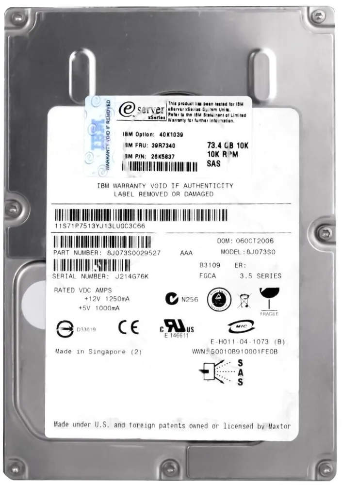 Hd Sas Ibm Maxtor 73.4gb 10k 3.5 39r7340 40k1039 26k5837 Rec Hd Sas Ibm Maxtor 73.4gb 10k 3.5 39r7340 40k1039 26k5837 Rec