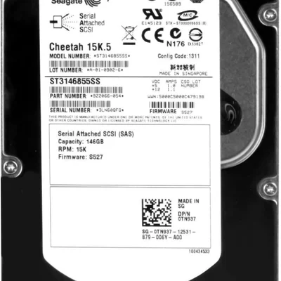 Hd Sas Dell 146gb 15k 3.5 0tn937 Tn937 St3146855ss Rec