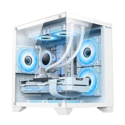 Gabinete Gamer Cubo Em Vidro Temperado Com Fans Rgb - Gb1791 - Branco