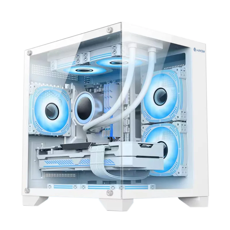 Gabinete Gamer Cubo Em Vidro Temperado Com Fans Rgb - Gb1791 - Branco