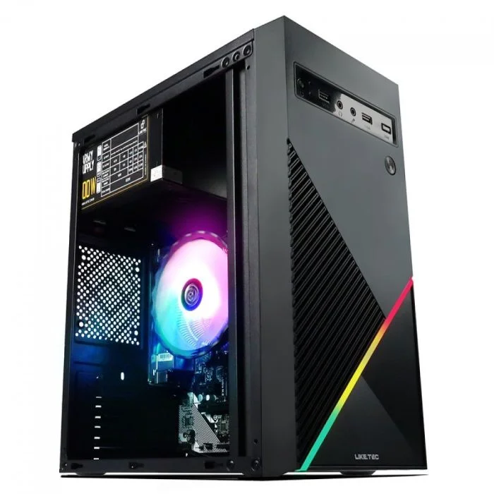 Gabinete Gamer Liketec Basic One V2  Mid Tower Acrilico LED Usb S/fan Preto