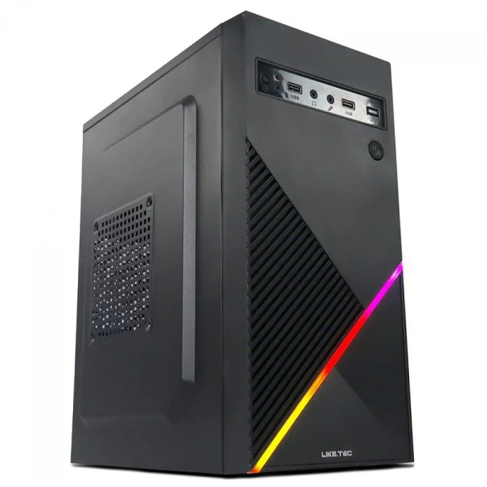 Imagem 3 de 5 do produto Gabinete Gamer Liketec Basic One V2  Mid Tower Acrilico LED Usb S/fan Preto