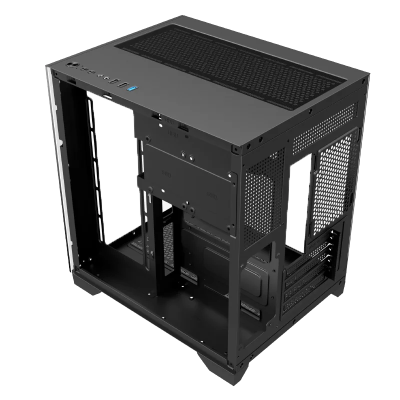 Imagem 4 de 5 do produto Gabinete Gamer Cubo Em Vidro Temperado Com Fans Rgb - Gb1790 - Preto