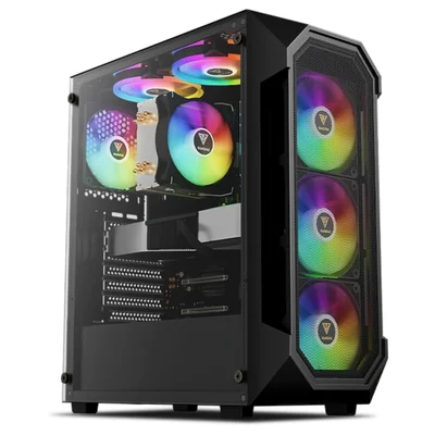 Gabinete Gamer Aura Gc1 Elite Preto 4 Fans Rgb Inclusas Gamdias