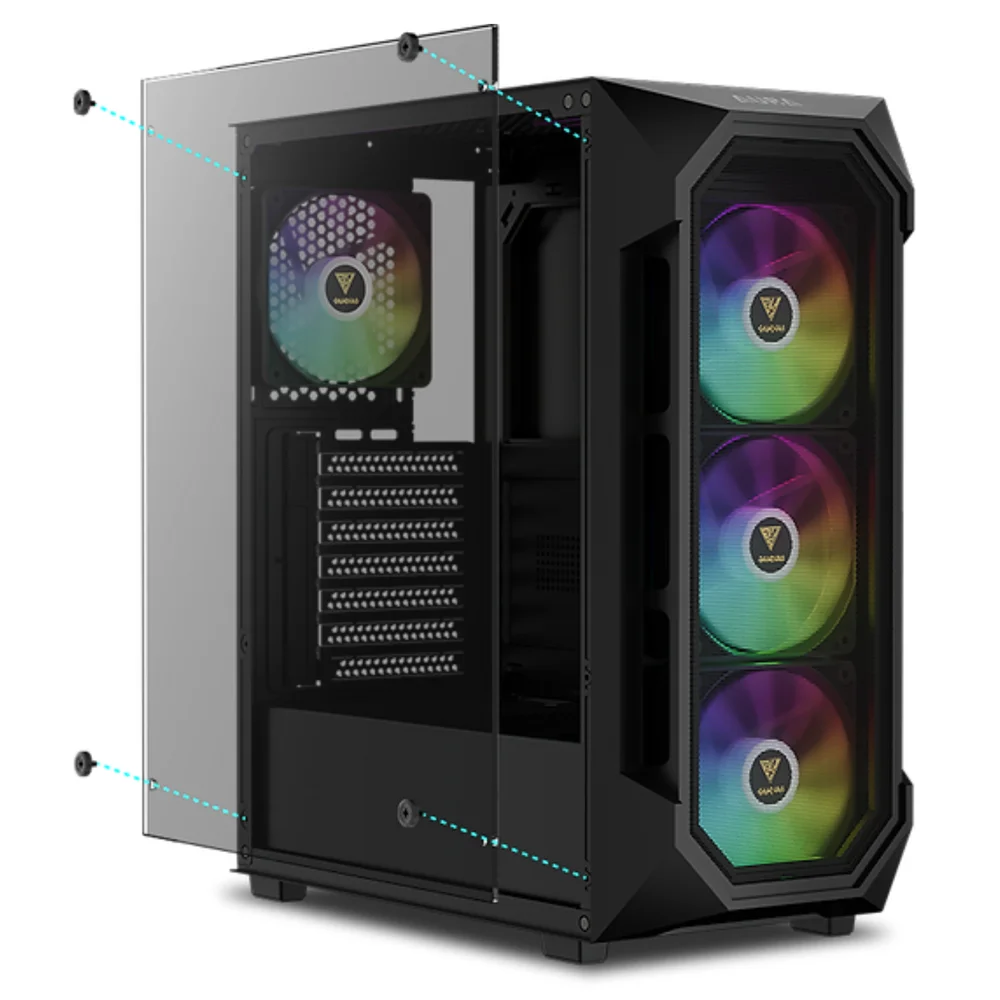 Imagem 4 de 5 do produto Gabinete Gamer Aura Gc1 Elite Preto 4 Fans Rgb Inclusas Gamdias