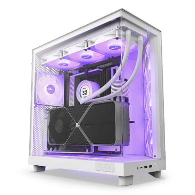 Gabinete Nzxt H6 Flow Rgb, Branco, Dual-chamber, Mid-tower, Vidro 360°