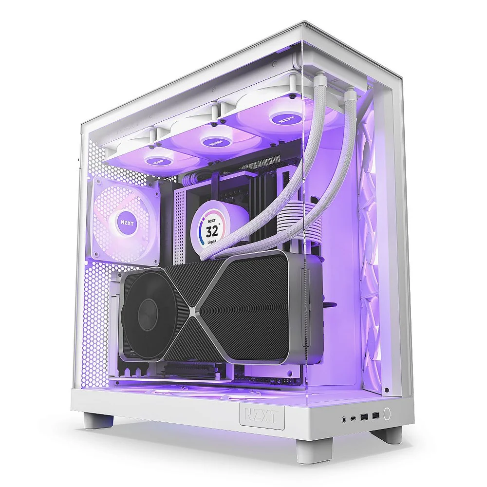 Gabinete Nzxt H6 Flow Rgb, Branco, Dual-chamber, Mid-tower, Vidro 360°