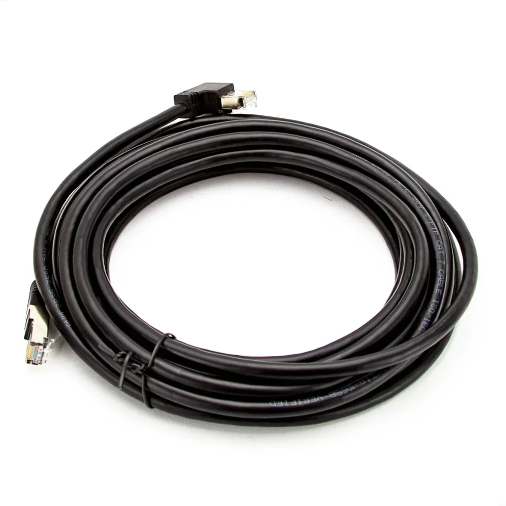 Imagem 2 de 5 do produto Cabo De Rede Cat7 Plug 90° Graus Para Lateral - 5 Metros