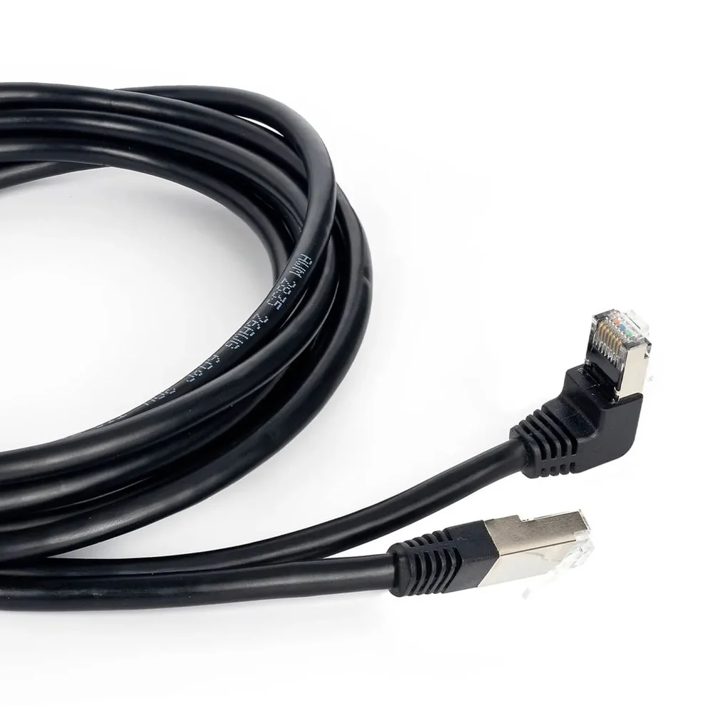 Imagem 2 de 5 do produto Cabo De Rede Cat7 Plug 90° Graus Para Cima Preto - 10 Metros