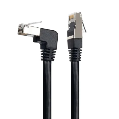 Cabo De Rede Cat7 Plug 90° Graus Para Cima Preto - 3 Metros