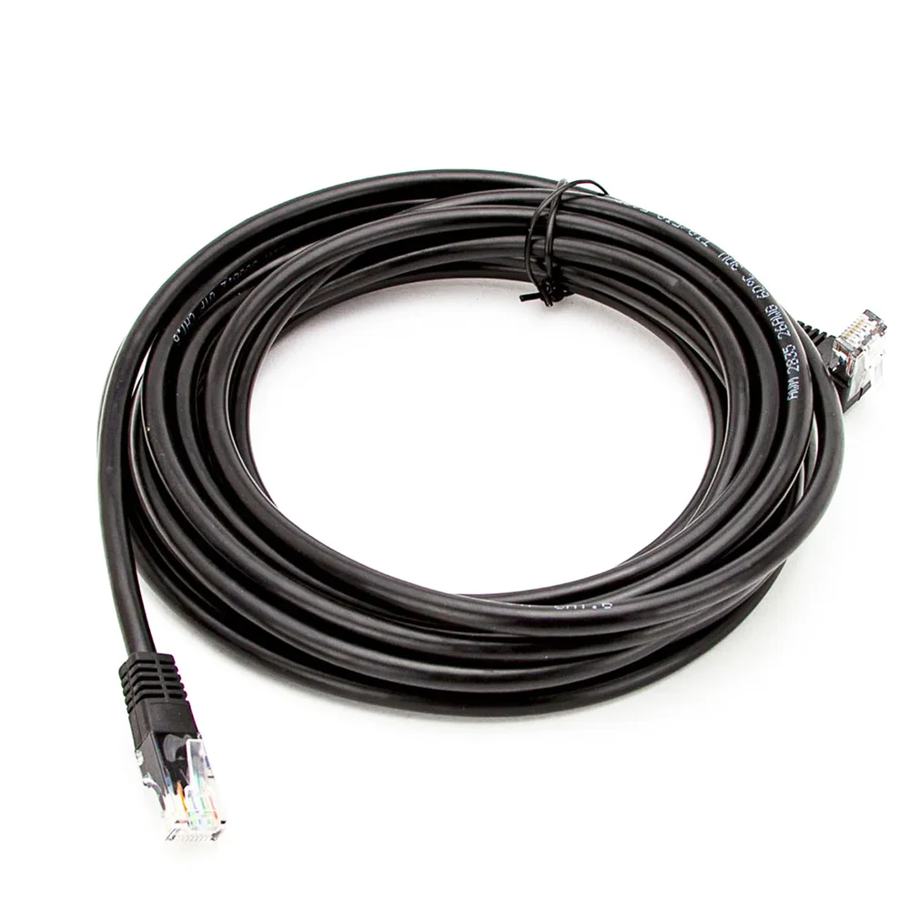 Imagem 2 de 5 do produto Cabo De Rede Cat6 Plug 90° Graus Para Cima Preto - 5 Metros