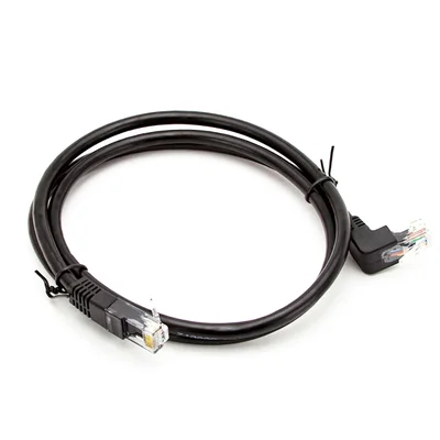 Cabo De Rede Cat6 Plug 90° Graus Para Cima Preto - 15 Metros.