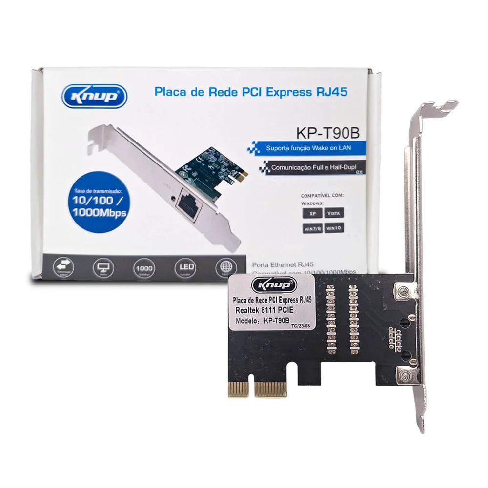 Imagem 2 de 5 do produto Placa De Rede Pci Express Rj45 Knup Alta Performance