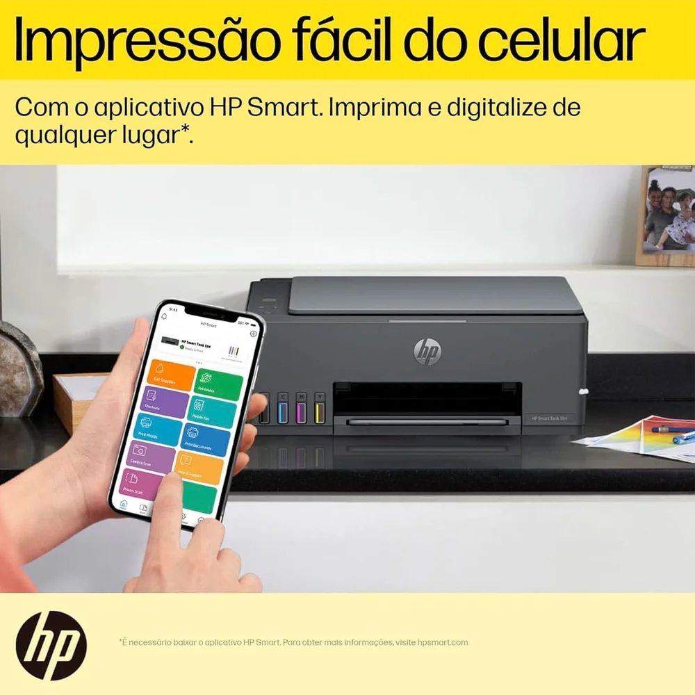 Imagem 2 de 5 do produto Impressora Multifuncional HP Smart Tank 584, Wi-Fi, USB, Bluetooth, Bivolt, Preto
