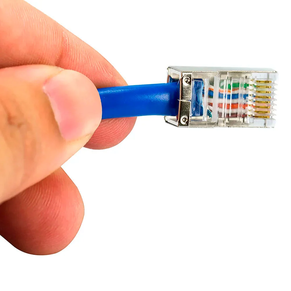 Cabo De Rede Blindado Cat5e Com Rj45 Azul - 45 Metros.