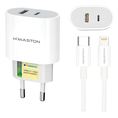 Carregador Turbo Rpido Branco Para Iphone 15 Pro