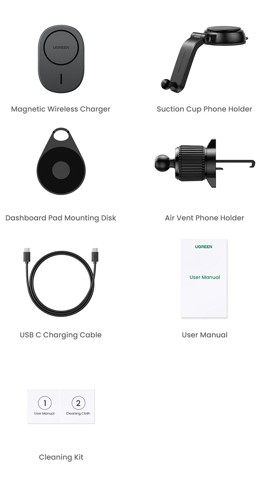 Carregador Magnético Sem Fio Ugreen Suporte Do Telefone Adsorvível Adicionar Carregador De 20 W.