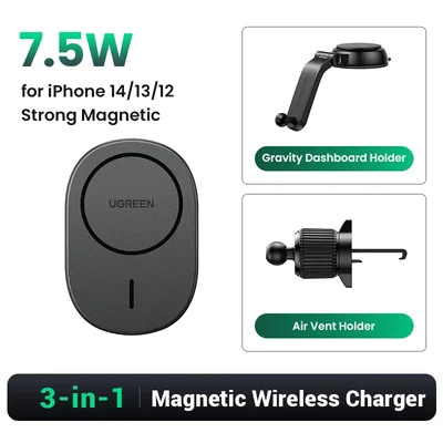 Carregador Magnético Sem Fio Ugreen Suporte Do Telefone Adsorvível Carregador Automotivo Magnético.