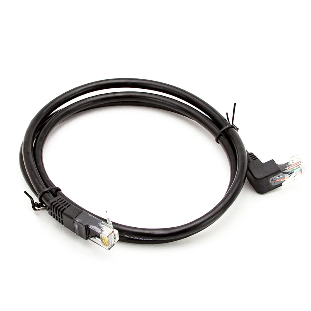 Imagem 2 de 5 do produto Cabo De Rede Cat5e Plug 90° Graus Para Cima Preto - 7 Metros.