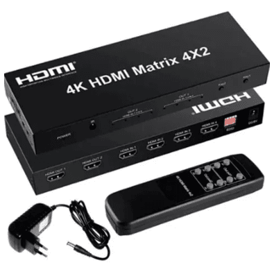 Switch Matrix, HDMI 4x2, Switch Splitter, 4k, Com Controle
