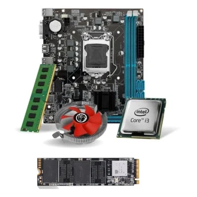 Kit Pl Mãe H110 + Proc i3 7100 + Memoria 32 Gb Ddr4 + Cooler+ M2 512