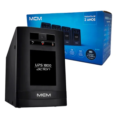 Nobreak Mcm 1800va, Ups 1800 Action, Monovolt 220v, Saída 220v, 6 Tomadas, 2x Bat. 12v/7ah - Ups0255