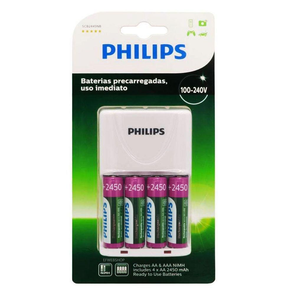 Carregador Philips 4 Pilha Aa 2450mah + 4 Pilhas Recarregável Duracell Aa 2500mah Carregador Philips 4 Pilha Aa 2450mah + 4 Pilhas Recarregável Duracell Aa 2500mah