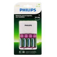 Carregador Philips 4 Pilha Aa 2450mah + 4 Pilhas Recarregável Duracell Aa 2500mah