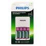 Carregador Philips 4 Pilha Aa 2450mah + 4 Pilhas Recarregável Duracell Aa 2500mah