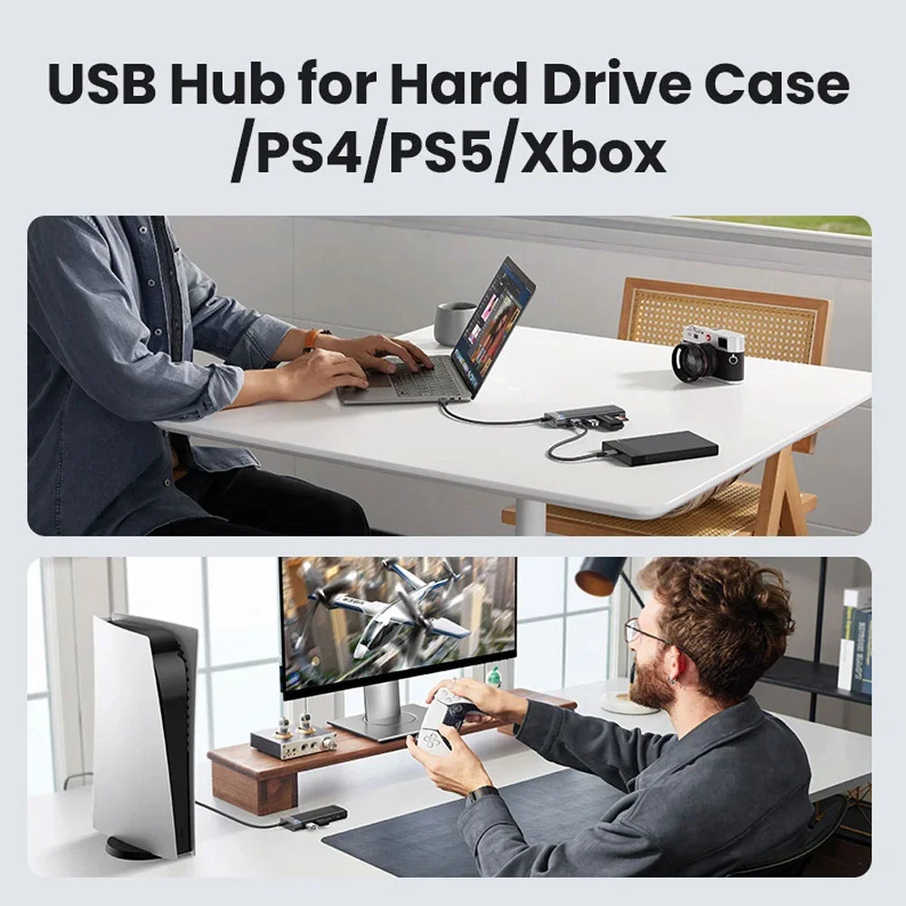Imagem 3 de 5 do produto Hub Adaptador Ugreen 4x Portas Usb A 3,2 Gen1 20cm Preto