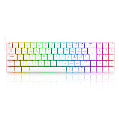 Teclado Mecanico Gamer Ashe RGB Branco Switch Red