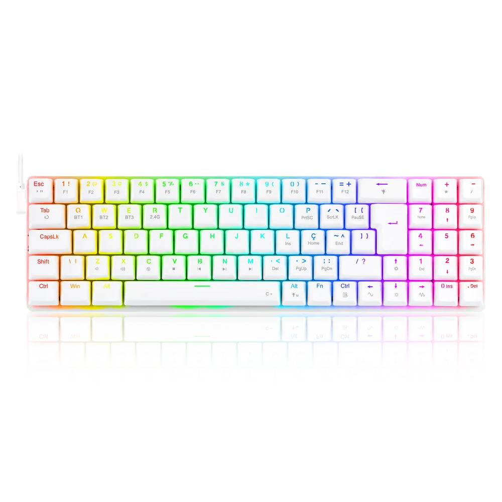 Teclado Mecanico Gamer Ashe RGB Branco Switch Red Teclado Mecanico Gamer Ashe RGB Branco Switch Red