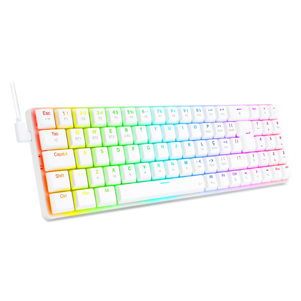 Teclado Mecanico Gamer Ashe RGB Branco Switch Red Teclado Mecanico Gamer Ashe RGB Branco Switch Red