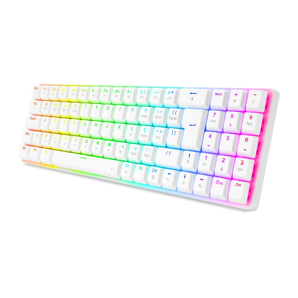 Teclado Mecanico Gamer Ashe RGB Branco Switch Red Teclado Mecanico Gamer Ashe RGB Branco Switch Red