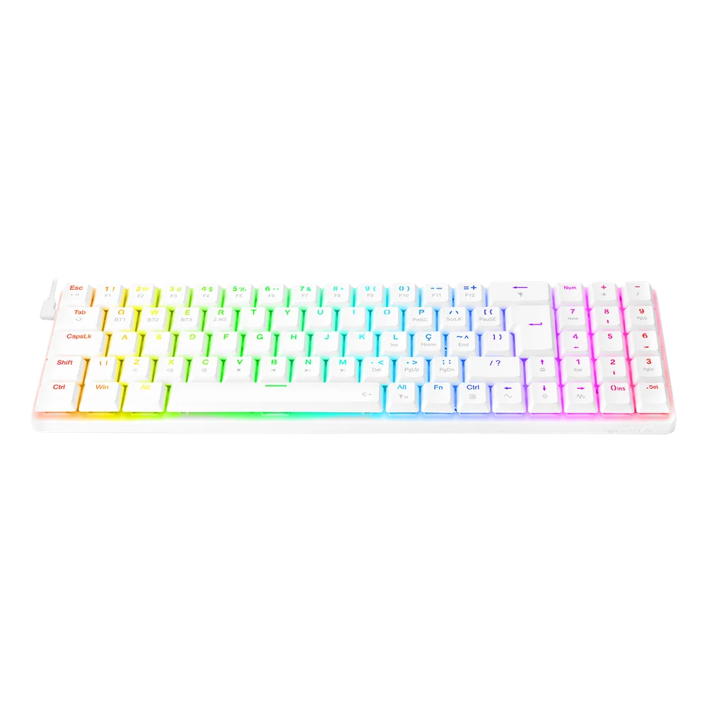Teclado Mecanico Gamer Ashe RGB Branco Switch Red Teclado Mecanico Gamer Ashe RGB Branco Switch Red