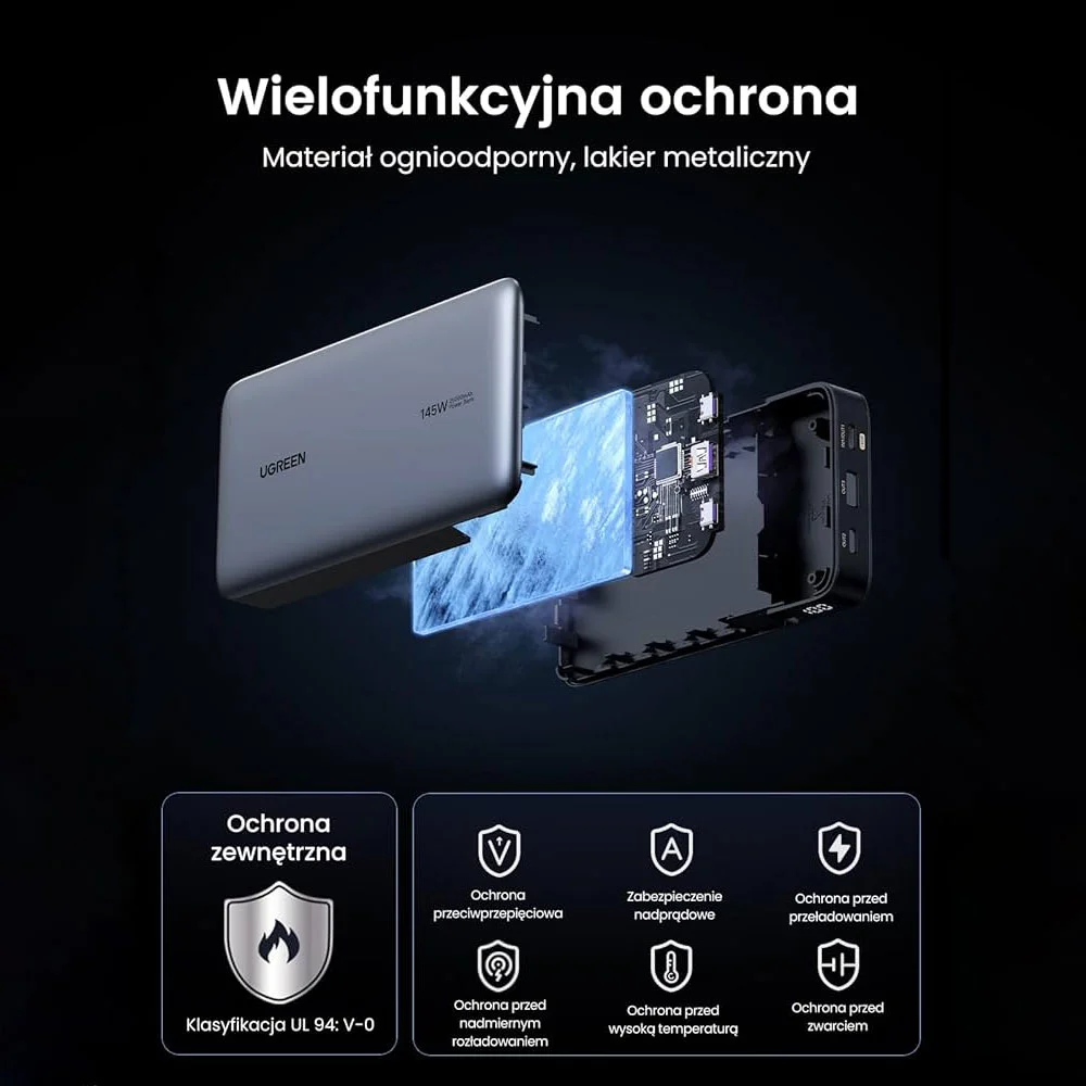 Carregador Portátil Ugreen 25000mah Power Bank Pd 145w Cinza Carregador Portátil Ugreen 25000mah Power Bank Pd 145w Cinza
