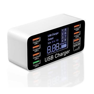 Carregador Inteligente Profissional Usb Fast Charger 8 Portas Qc + Pd 40w