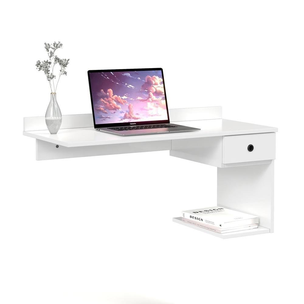 Imagem 1 de 5 do produto Mesa De Computador Escrivaninha Suspensa Cor: Branco