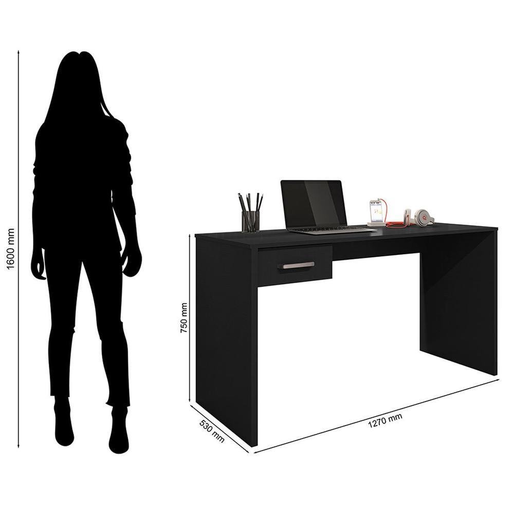 Imagem 5 de 5 do produto Mesa Para Computador Com 1 Gaveta Gávea Preto