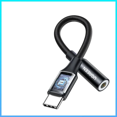 Cabo Usb Ugreen Tipo C Para 3.5mm Da Chip Adaptador De Fone De Ouvido Preto.